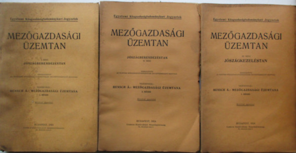 Libri Antikv R K Nyv Mez Gazdas Gi Zemtan I Iii Hensch Rp D