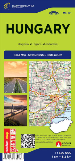 Magyarorsz�g Comfort t�rk�p (lamin�lt) - 1:520000