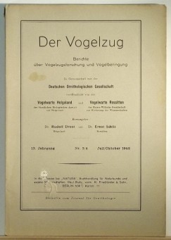 Dr. Ernst Schz   (Szerk.) - Der Vogelzug - 13. Jahrgang/4 (Juli/Oktober 1942)