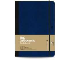 Flexbook Adventure vonalas jegyzetfüzet – királykék, 17 × 24 cm, műbőr borítóval, belső zsebbel és könyvjelzővel