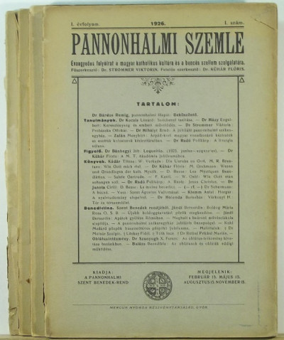 Dr. Kühár Flóris  (Szerk.) - Strommer Viktorin  (Szerk.) - Pannonhalmi szemle 1926