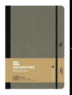 Flexbook Adventure vonalas jegyzetf�zet � elef�ntsz�rke, 9 � 14 cm, m�b�r bor�t�val, bels� zsebbel �s k�nyvjelz�vel