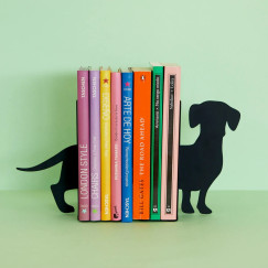 Tacskó alakú dupla könyvtámasz, fekete fém