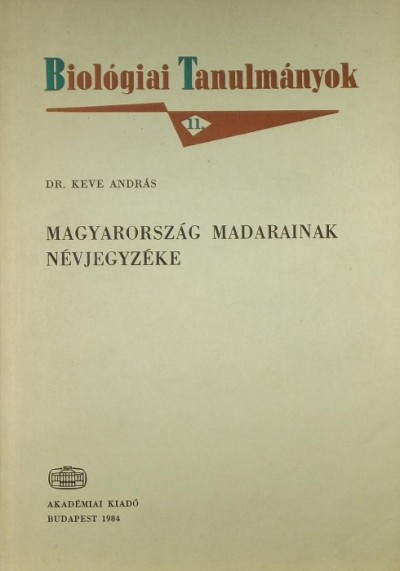 Keve András - Magyarország madarainak névjegyzéke