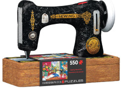 Varrás emlékei, 550 db-os puzzle Varrógép alakú gyűjthető fém dobozban (EUROGRAPHICS, 8551-5861)
