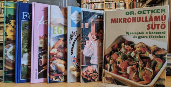 Dr. Oetker, Frank Júlia, Virágh Ursula, Korpádi Péter, Molnár Zoltán, Tari Zsuzsanna Szűcs László - 7 db Szakácskönyv: Recept klub 4; Mikrohullámú sütő; Nagy fagylaltoskönyv; Hera főzőkönyv; Knorr szakácskönyv; Gyors & finom tészták; Kreatív konyha: Egytálételek