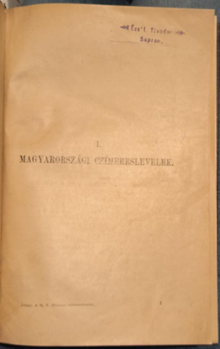 Dr. �ld�sy Antal - A Magyar Nemzeti M�zeum k�nyvt�r�nak cz�mereslevelei I. 1200-1868