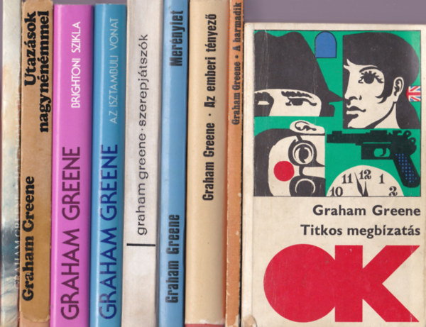 8 db Graham Greene : Titkos megb�zat�s; A harmadik; Az emberi t�nyez�; Mer�nylet; Szerepj�tsz�k; Az isztambuli vonat; Brightoni szikla;Utaz�sok nagyn�n�mmel, Hatalom �s dics�s�g