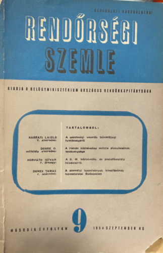 Rendőrségi Szemle 1954. szeptember