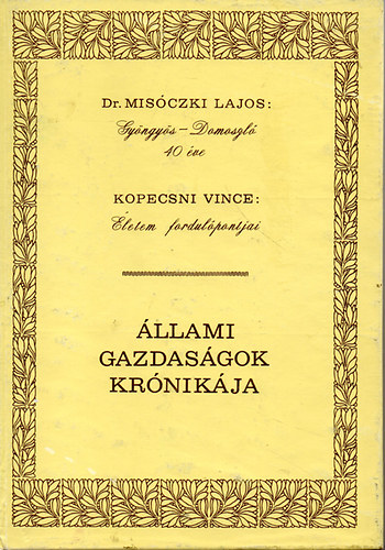 Dr. Misóczki Lajos; Kopecsni Vince - Gyöngyös- Domoszló 40 éve - Életem fordulópontjai