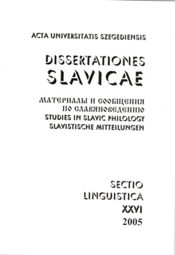H. Tth Imre Juhsz Jzsef - Acta Universitatis Szegediensis Dissertationes Slavicae XXVI. 2005