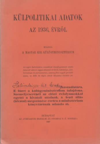 Klpolitikai adatok az 1936. vrl