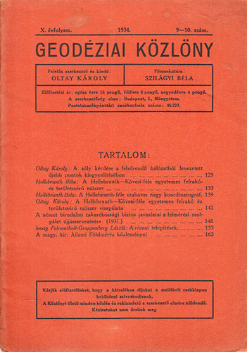 Oltay Kroly - Geodziai kzlny 1934/9-10. szm