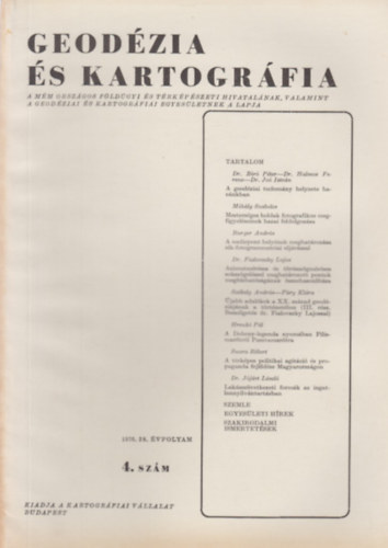 Dr. Joó István (szerk.) - Geodézia és Kartográfia 1976/4. szám
