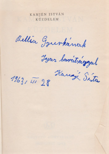 Kamjén István - Küzdelem (Dedikált)