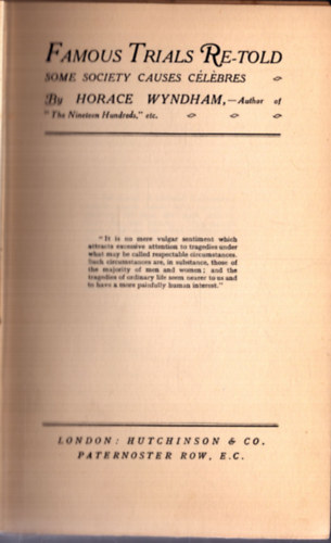 Horace Wyndham - Famous Trials Re-told