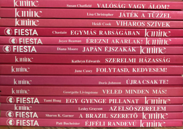 Susan Chatfield, Lisa Christopher, Heidi Cook, Joyce Beaman, Diana Moore, Kathryn Edwards, June Casey, Doris Johnson, Georgette Livingstone, Tami Hoag, Lesley Grayson, Sharon K. Garner, Patt Bucheiste - 14 db Janine romantikus könyv