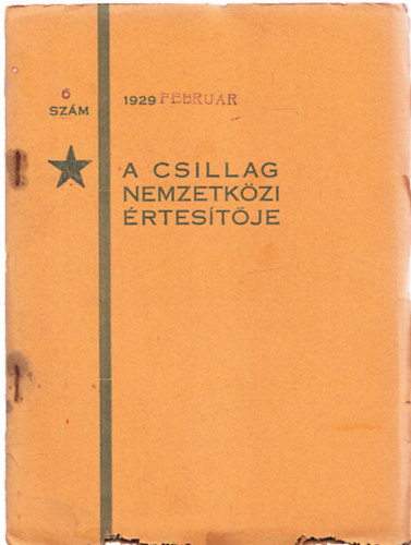 A Csillag Nemzetközi Értesítője 1929/6. szám