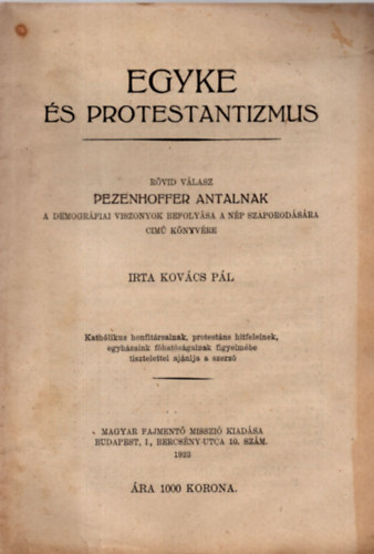 Kovcs Pl - Egyke s Protestanizmus