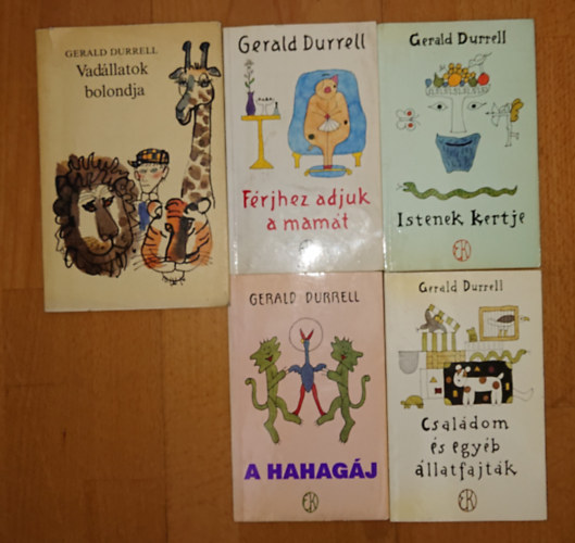 Gerald Durrell - 5 könyv Gerald Durrelltől: Vadállatok bolondja, Férjhez adjuk a mamát, Istenek kertje, Családom és egyéb állatfajták, A hahagáj