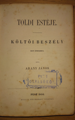 Arany J�nos - Toldi est�je (K�lt�i besz�ly hat �nekben)