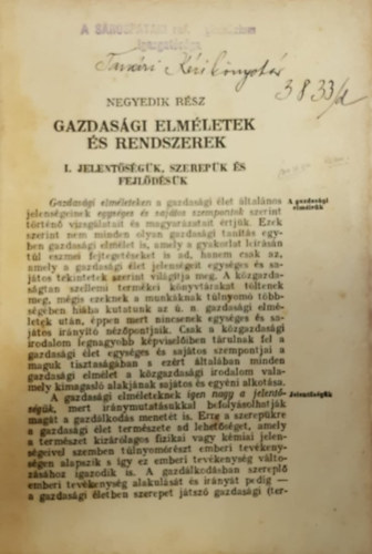 Gazdasági elméletek és rendszerek