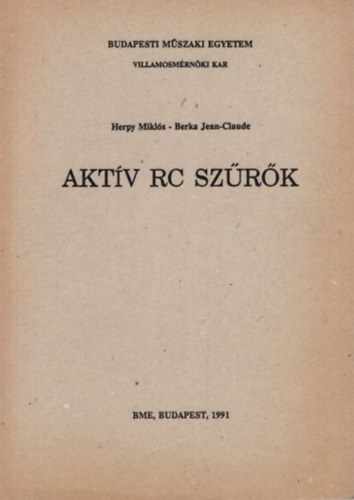 Berka Jean-Claude Herpy Mikls - Aktv RC szrk - Budapesti Mszaki Egyetem Villamosmrnki Kar 1991