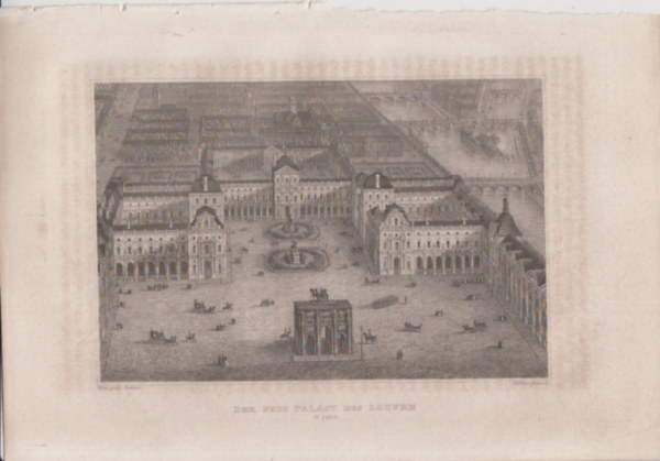 Der neue Palast des Louvre (in Paris) (Louvre-palota, Prizs, Franciaorszg, Eurpa) (16x23,5 cm lapmret eredeti aclmetszet, 1856-bl)