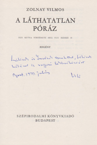 Zolnay Vilmos - A lthatatlan prz (Dediklt)