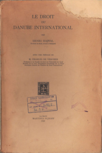 Henri Hajnal - Le droiot du danube international