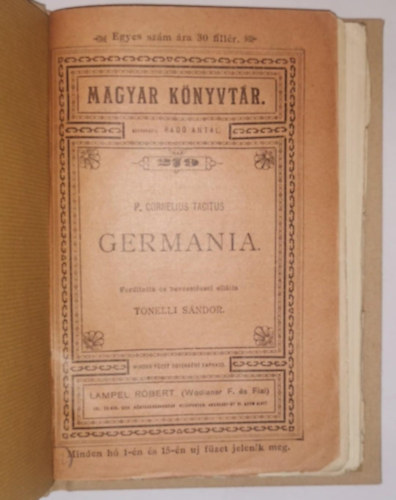 Tonelli S�ndor ; P. Cornelius Tacitus (ford.) - Germania (Magyar k�nyvt�r)