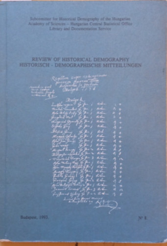 Kovacsics József (szerk.) - Review of Historical Demography - Historisch-Demographische Mitteilungen No.8.