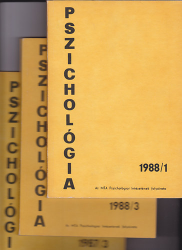 Pszichológia 1987/3, 1988/1, 1988/3. Az MTA Pszichológiai intézetének folyóirata.