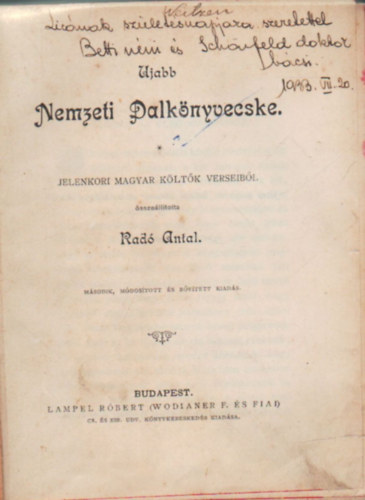 Rad� Antal - Ujabb nemzeti dalk�nyvecske - Jelenkori magyar k�lt�k verseib�l