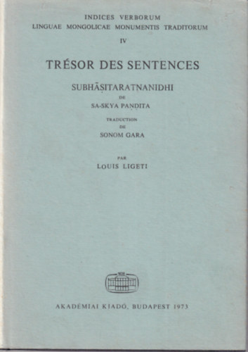 Sárközi Alice - Trésor des sentences Subhásitaratnanidhi