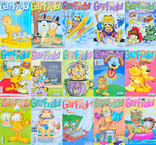 15 db Garfield képregény: 188., 191., 194., 204., 205., 210., 214., 221., 226., 230., 234., 236., 242., 255., 256. szám