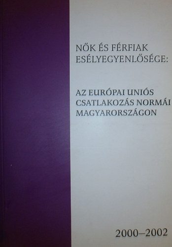 Zentai Violetta  (szerk.) - Nk s frfiak eslyegyenlsge: Az Eurpai Unis csatlakozs normi Magyarorszgon 2000-2002