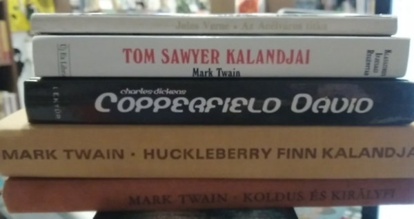 Charles Dickens, Jules Verne Mark Twain - 5 db-os K�NYVMENT� AJ�NLAT, ifj�s�gi: Huckleberry Finn kalandjai+ Koldus �s kir�lyfi+ Copperfield D�vid+ Tom Sawyer kalandjai+ Az Ac�lv�ros titka