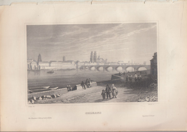 Orleans (város, Franciaország, Európa) (16x23,5 cm lapméretű eredeti acélmetszet, 1856-ból)