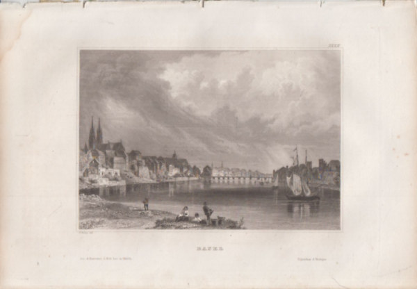 Basel (Bzel vros, Svjc, Eurpa) (16x23,5 cm lapmret eredeti aclmetszet, 1856-bl)
