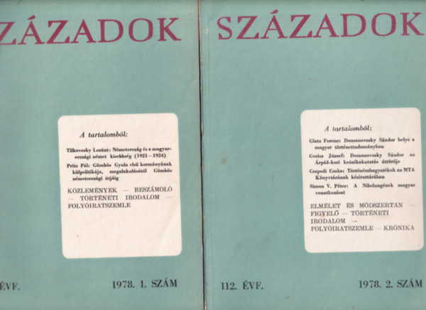 Liptai Ervin (szerk.) - Századok 1978/1, 2, 3, 5. számok.