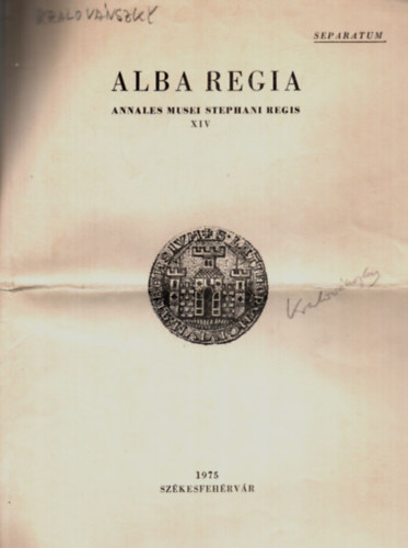 Kralovnszky Aln - Alba Regia - Annales Musei Stephani Regis XIV. - Dediklt.
