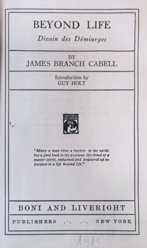 James Branch Cabell - Beyond Life