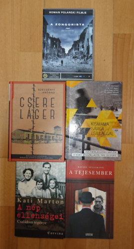 Szécsényi András, Kati Marton, Rafael Seligmann - 4 könyv a holokausztról + ajándék DVD: A zongorista: Csereláger, A nép ellensége, A tejesember, Kismama sárga csillaggal