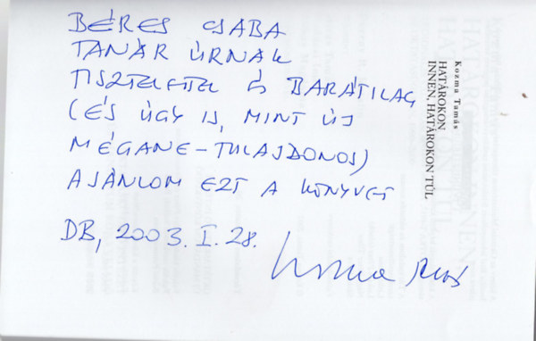 Kozma Tams - Hatrokon innen, hatrokon tl- Regionlis vltozsok az oktatsgyben 1990-2000- dediklt