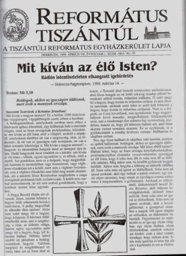 Ifj. Dr. Fekete Károly - Református Tiszántúl 1999. évfolyam (teljes)
