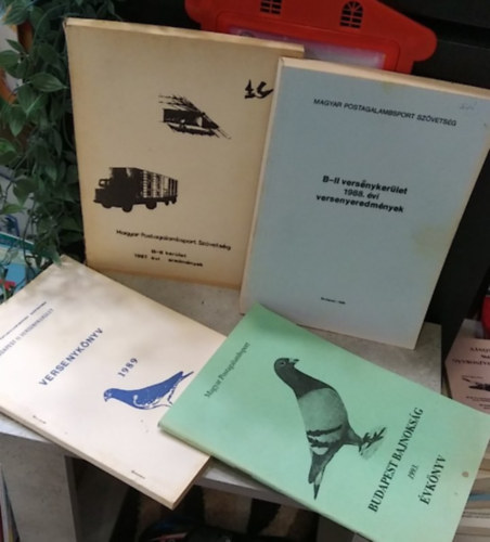 Magyar Postagalambsport Szövetség B-II versenykerület 1987, 1988, 1989 eredmények - Versenykönyv+ Magyar Postagalambsport Budapest Bajnokság 1993. évkönyv (4 mű) Postagalamb