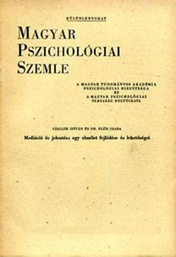 Magyar Pszichol�giai Szemle 1977/4.sz�m XXXIV. k�tet Flam Zsuzsa)