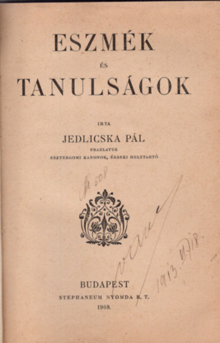 Jedlicska Pl - Eszmk s tanulsgok