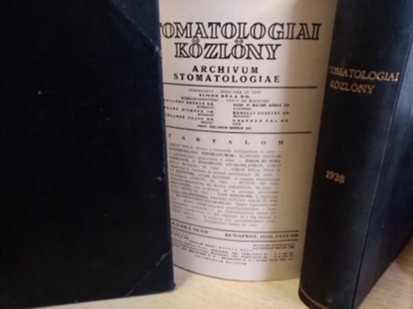 Stomatologiai k�zl�ny 1937-1939 ( 3 teljes �vfolyam, 3 k�tetben)